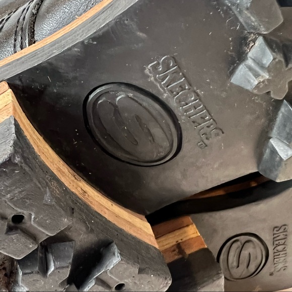 Skechers Tall Boots Genuine Leather Lace Up Platform Moto Combat Biker Size 6 - Picture 6 of 15